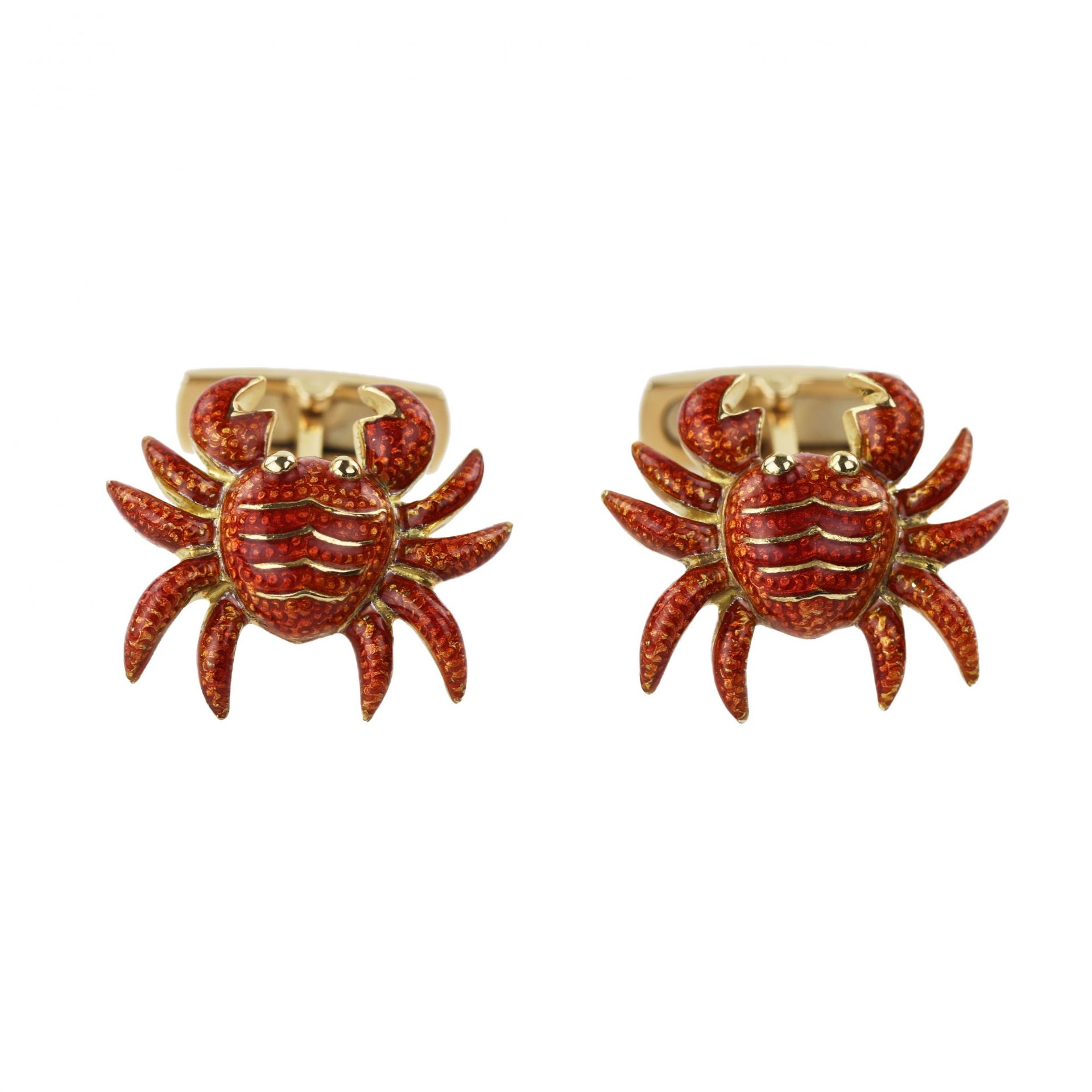 Gold cufflinks with enamel Italian work Crabs. - Image 5 of 6