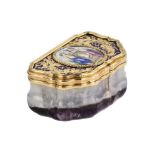 Unique snuff box made of solid amethyst with gold. I. Keibel, St. Petersburg, 19th century.