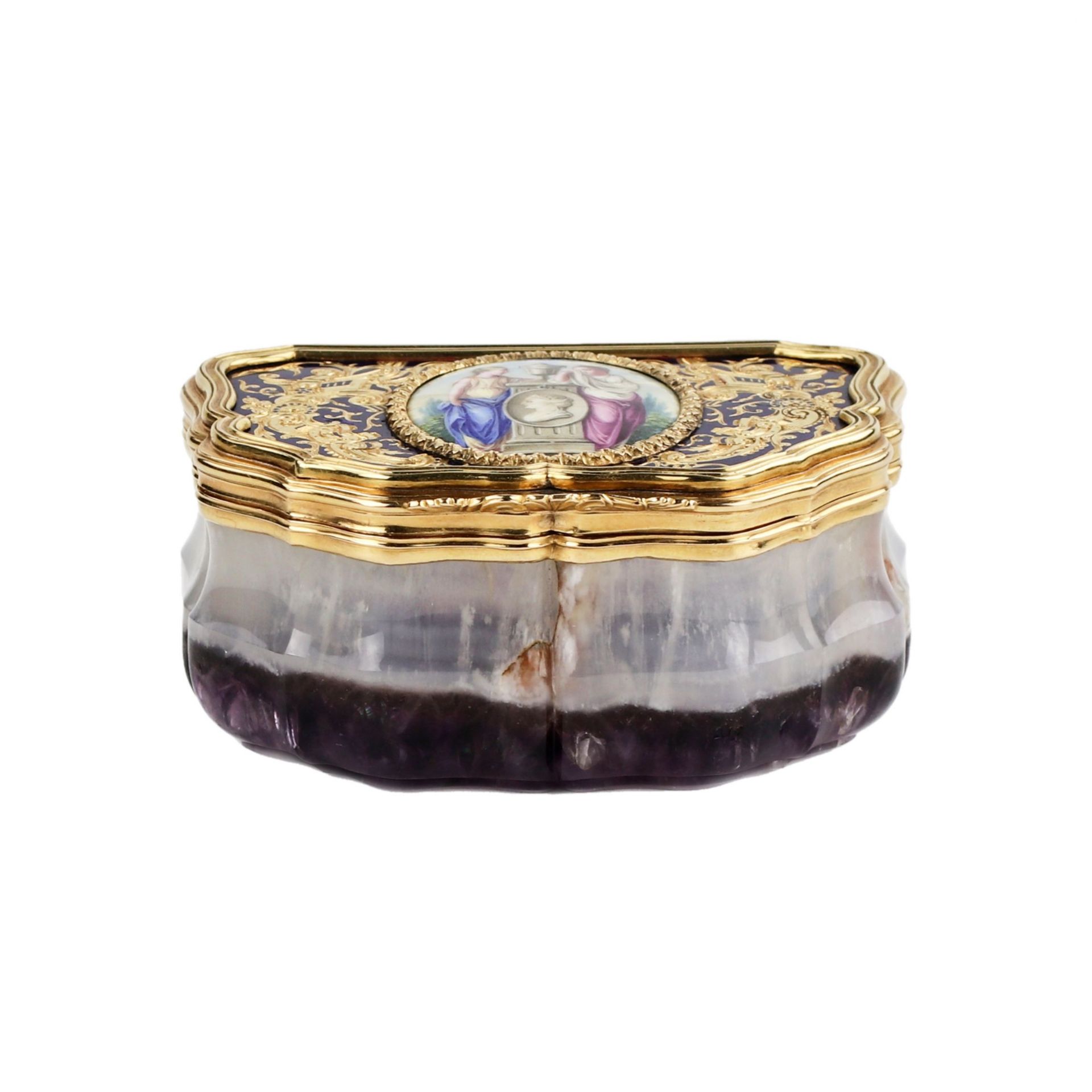Unique snuff box made of solid amethyst with gold. I. Keibel, St. Petersburg, 19th century. - Bild 2 aus 12