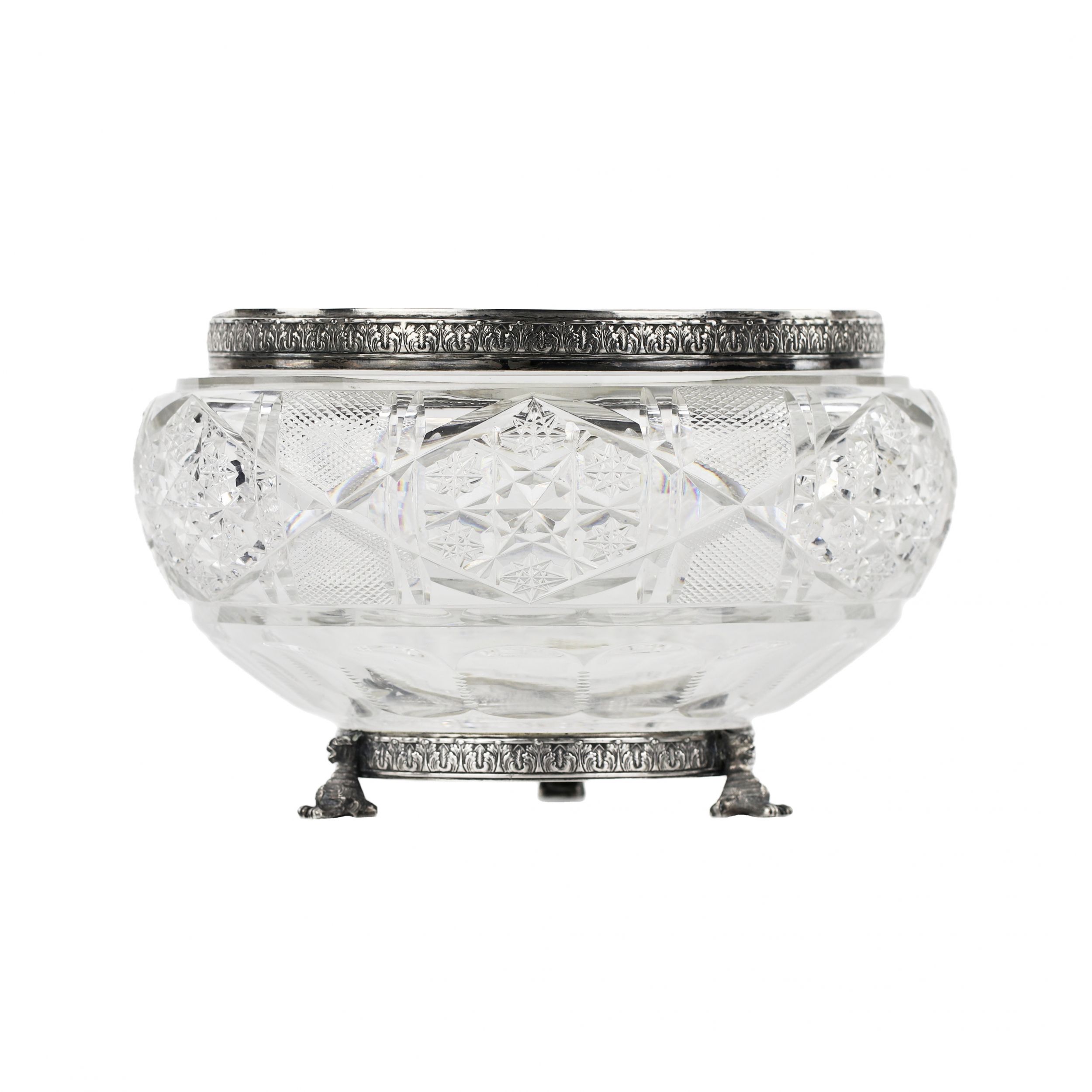 Heavy, crystal candy bowl in silver, Russian work at the turn of the 19th-20th centuries. - Image 2 of 8
