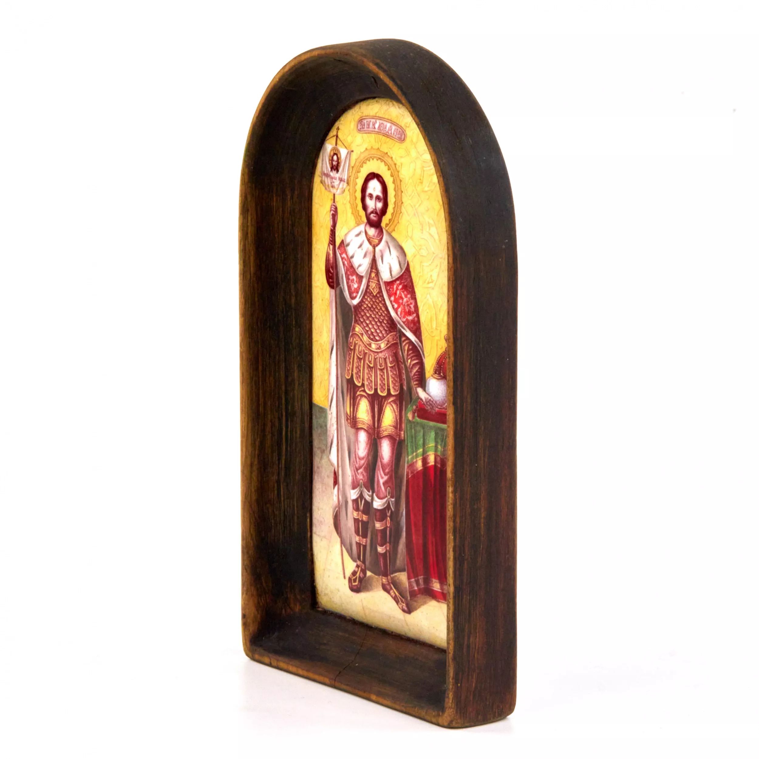 Icon of the Holy Blessed Prince Alexander Nevsky on porcelain. - Image 3 of 6