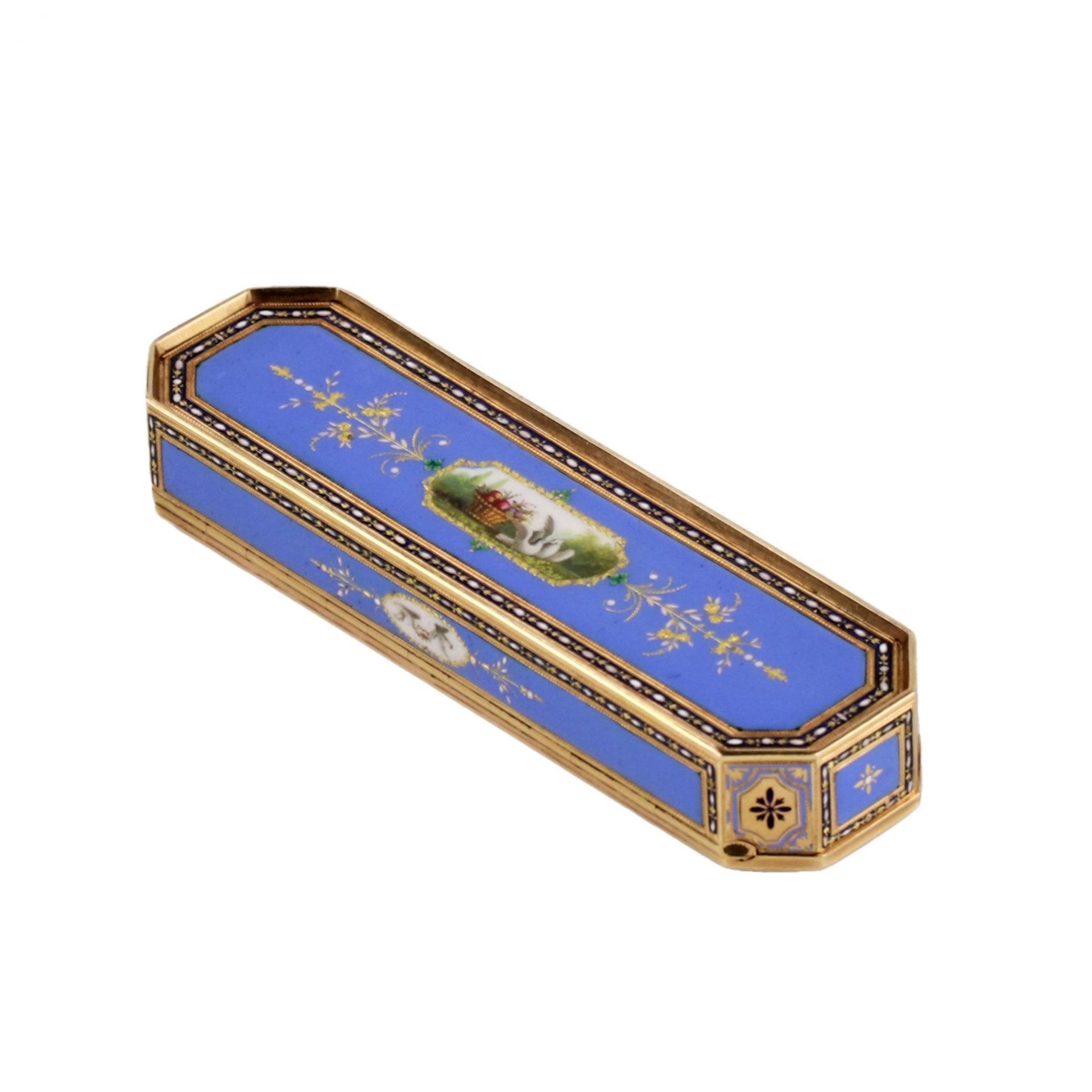 Toothpick case in gold and enamel, embellished with pearls. Geneva or Hanau, circa 1790 - Bild 7 aus 10