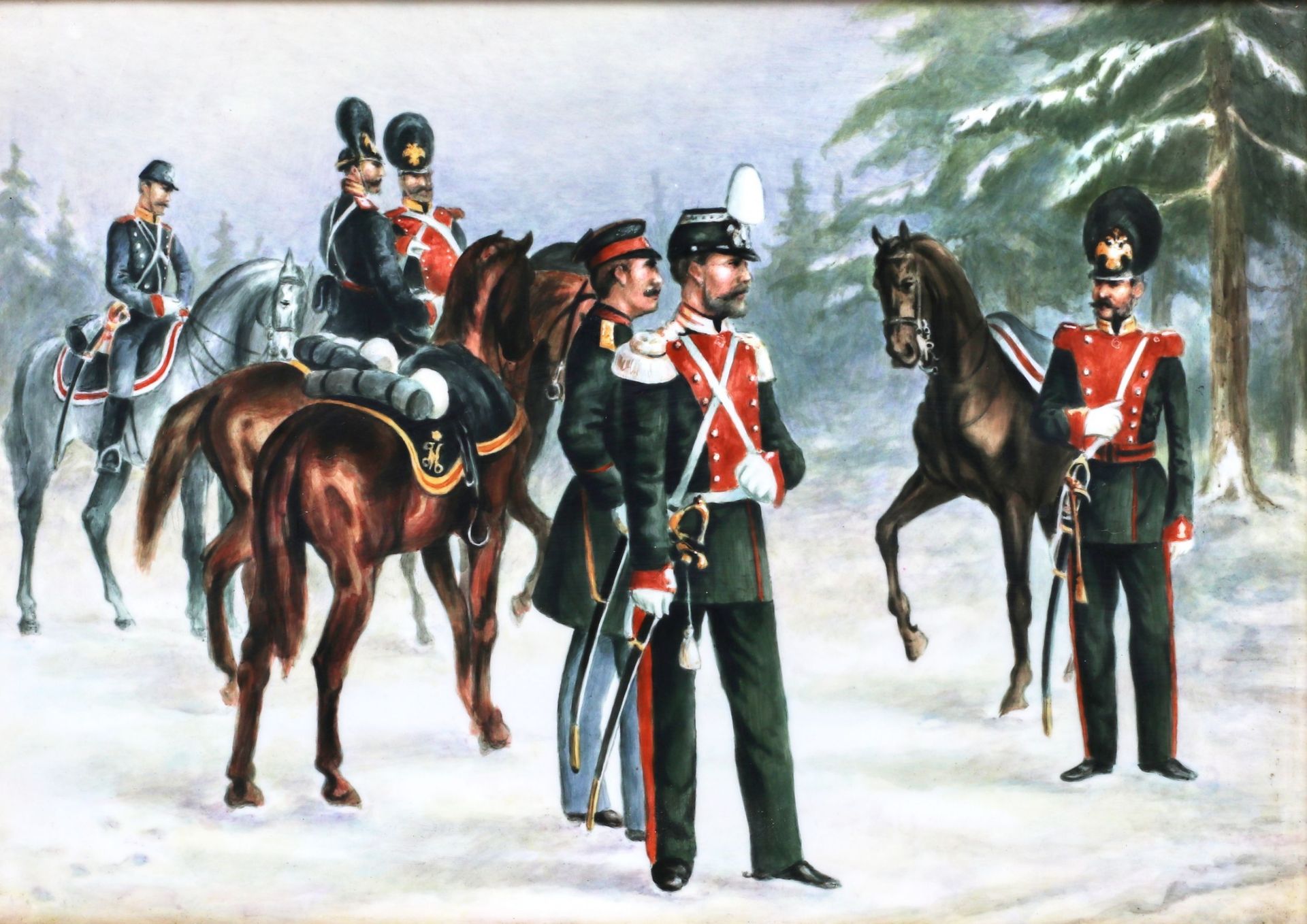 Porcelain layer of the IPF, with a view of soldiers and officers of the dragoon regiment of the time - Bild 2 aus 4