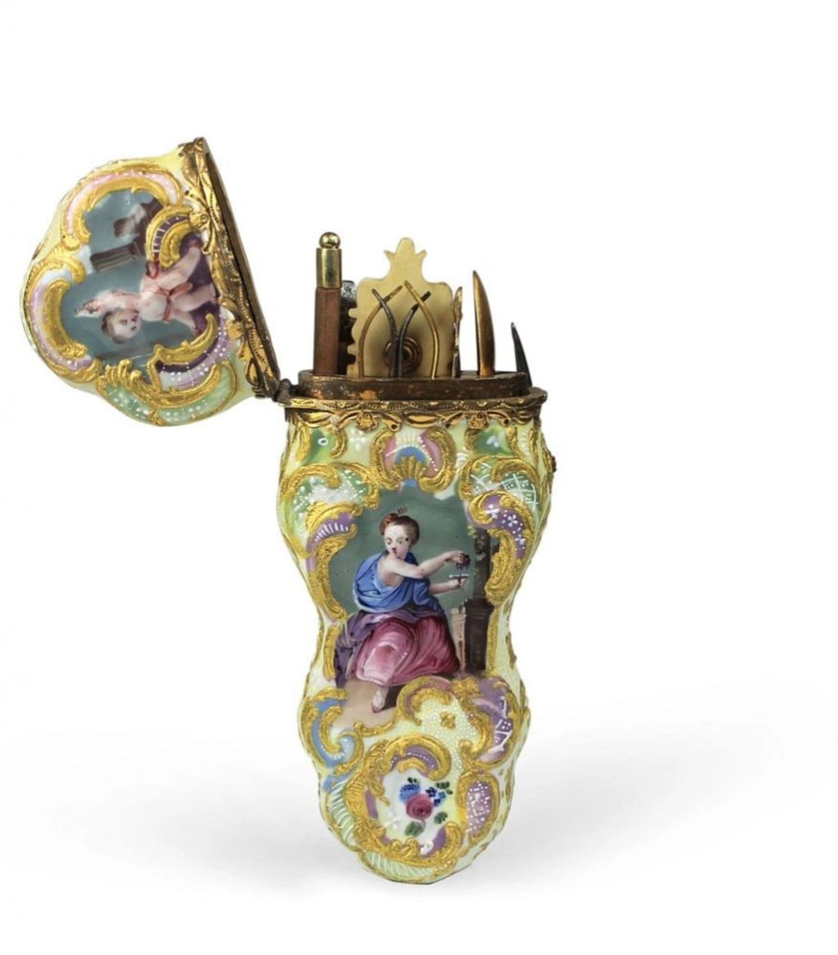 Rainbow porcelain Necessaire . 19th century.