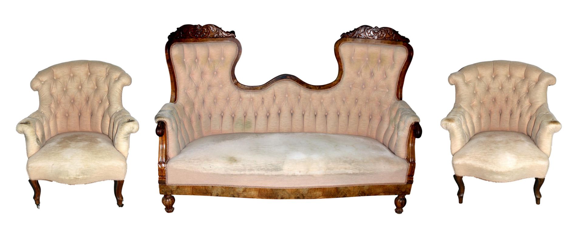 Barocksofa u. 2 Sessel.