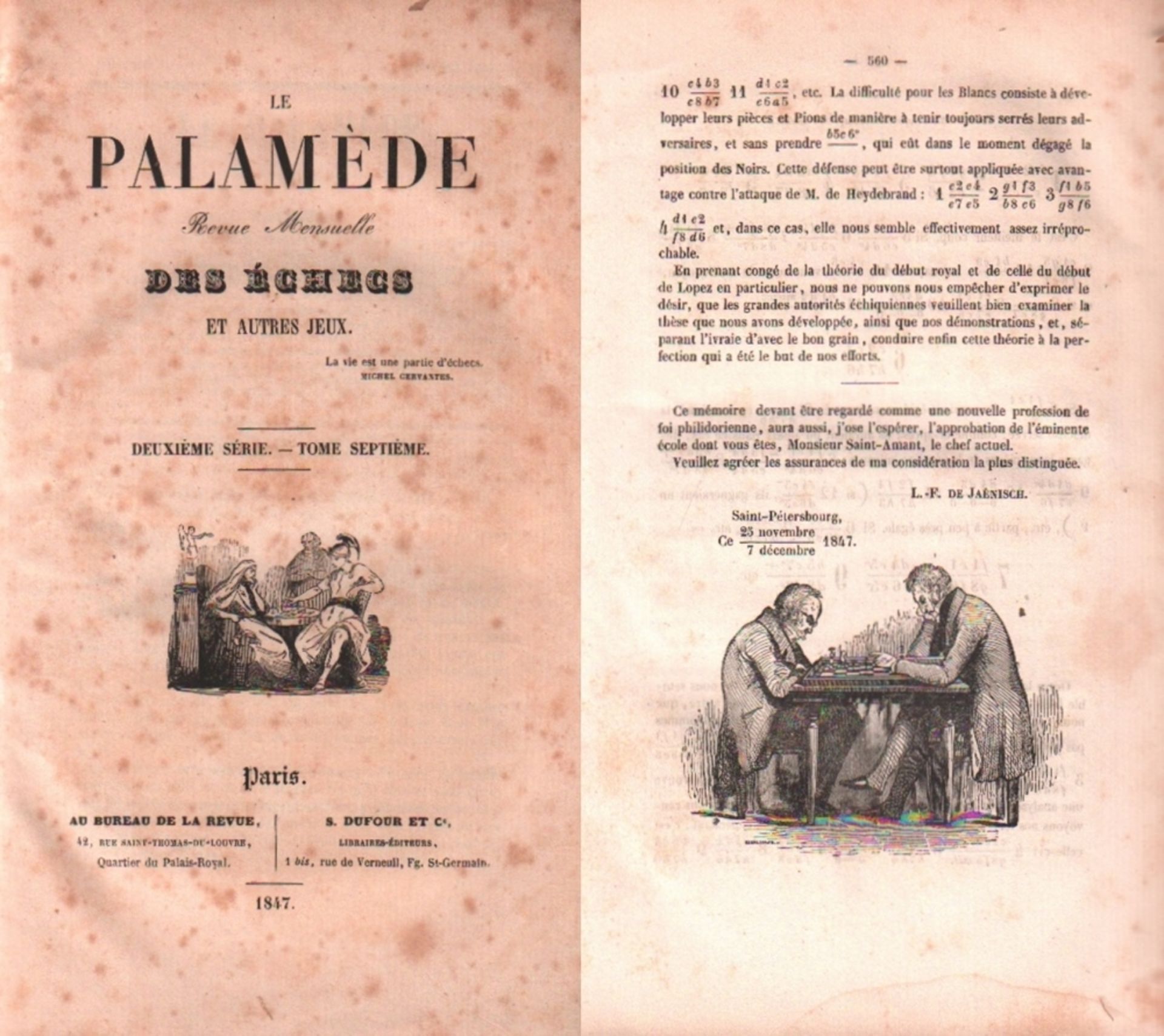 Le Palamède. Revue Mensuelle des Echecs et autres Jeux. Deuxième Série. Tome Septième. Paris, Bureau