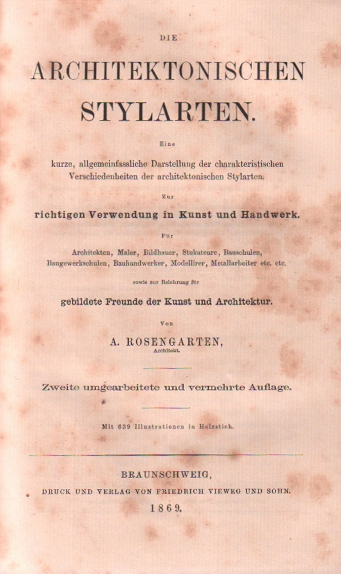 Architektur. Rosengarten, A. Die Architektonischen Stylarten. Eine kurze allgemeinfassliche