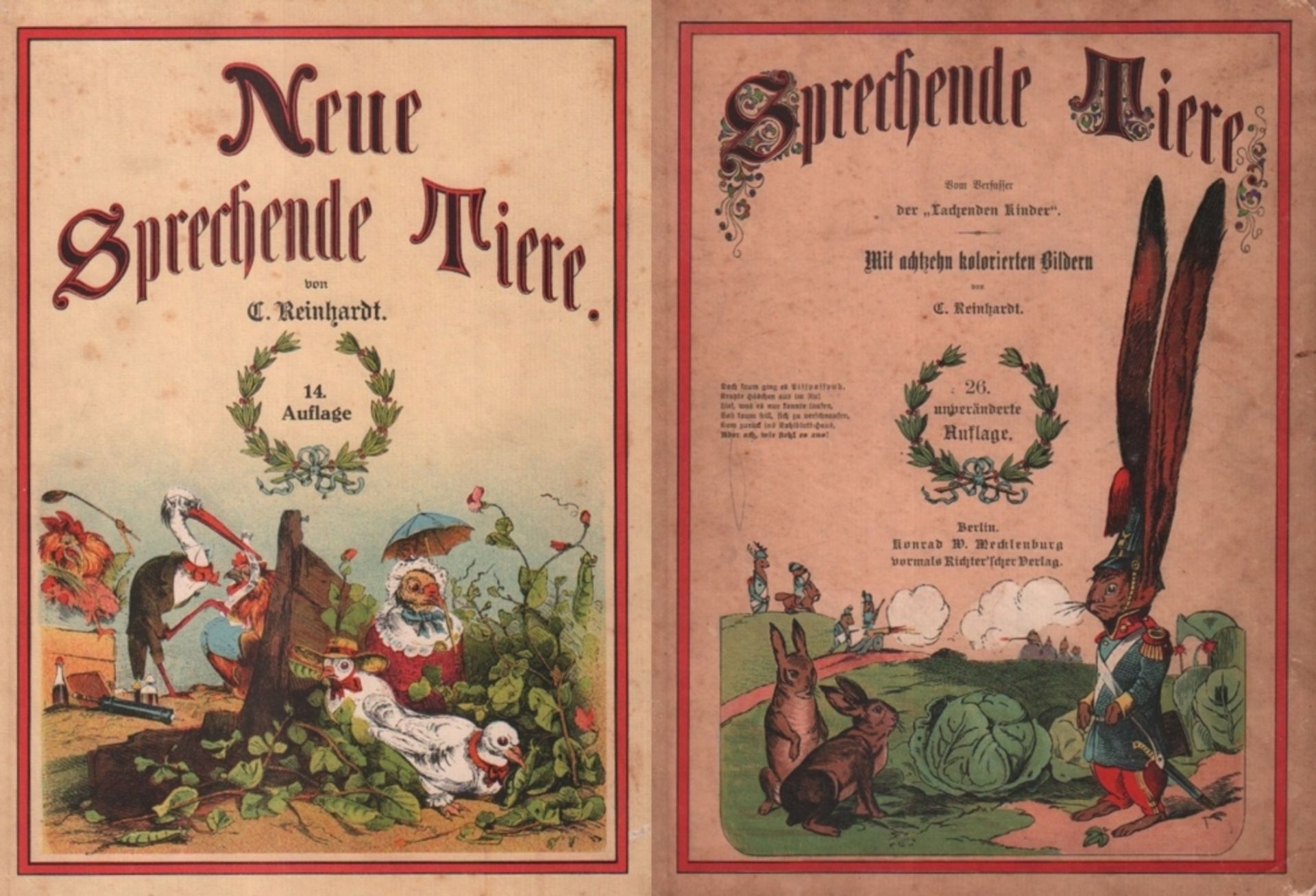 Kinderbuch (Glaßbrenner, Adolf). Sprechende Tiere. Mit 18 kolorierten Bildern von C(arl)