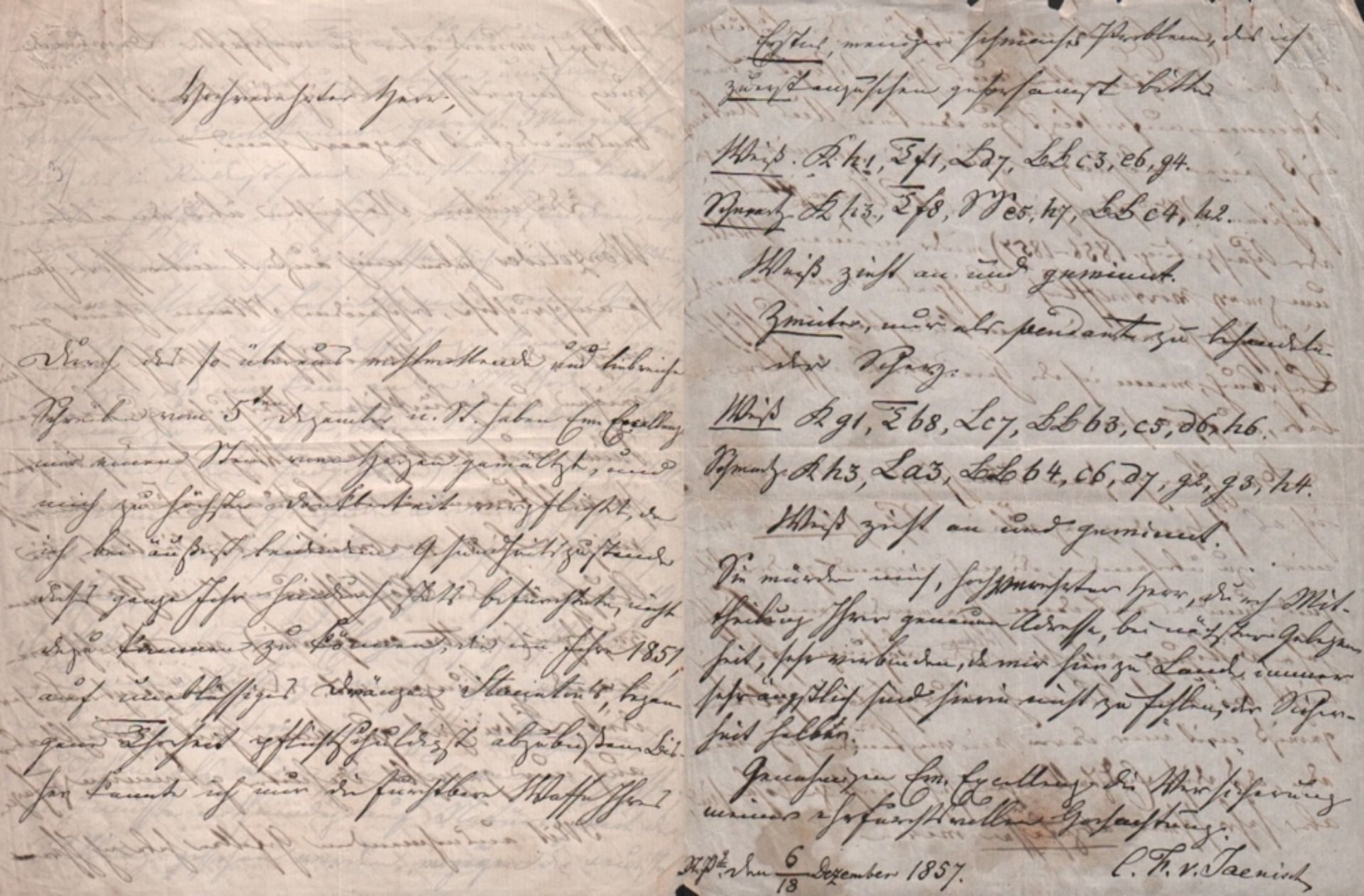 Jaenisch, Carl Friedrich v. Eigenhändig geschriebener Brief, den C. F. v. Jaenisch an einen nicht