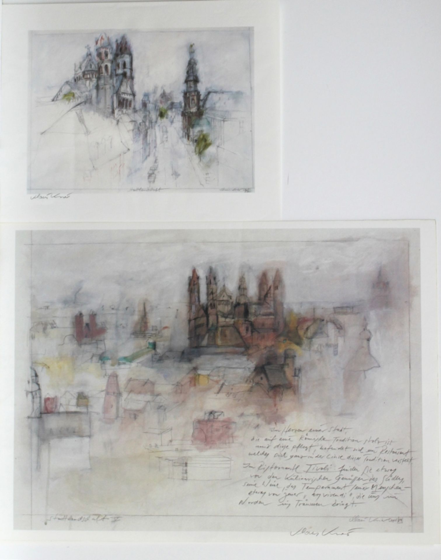 Krier, Klaus. "Stadtlandschaft V". Farbdruck auf Papier. Im Druck signiert und datiert. Unten rechts