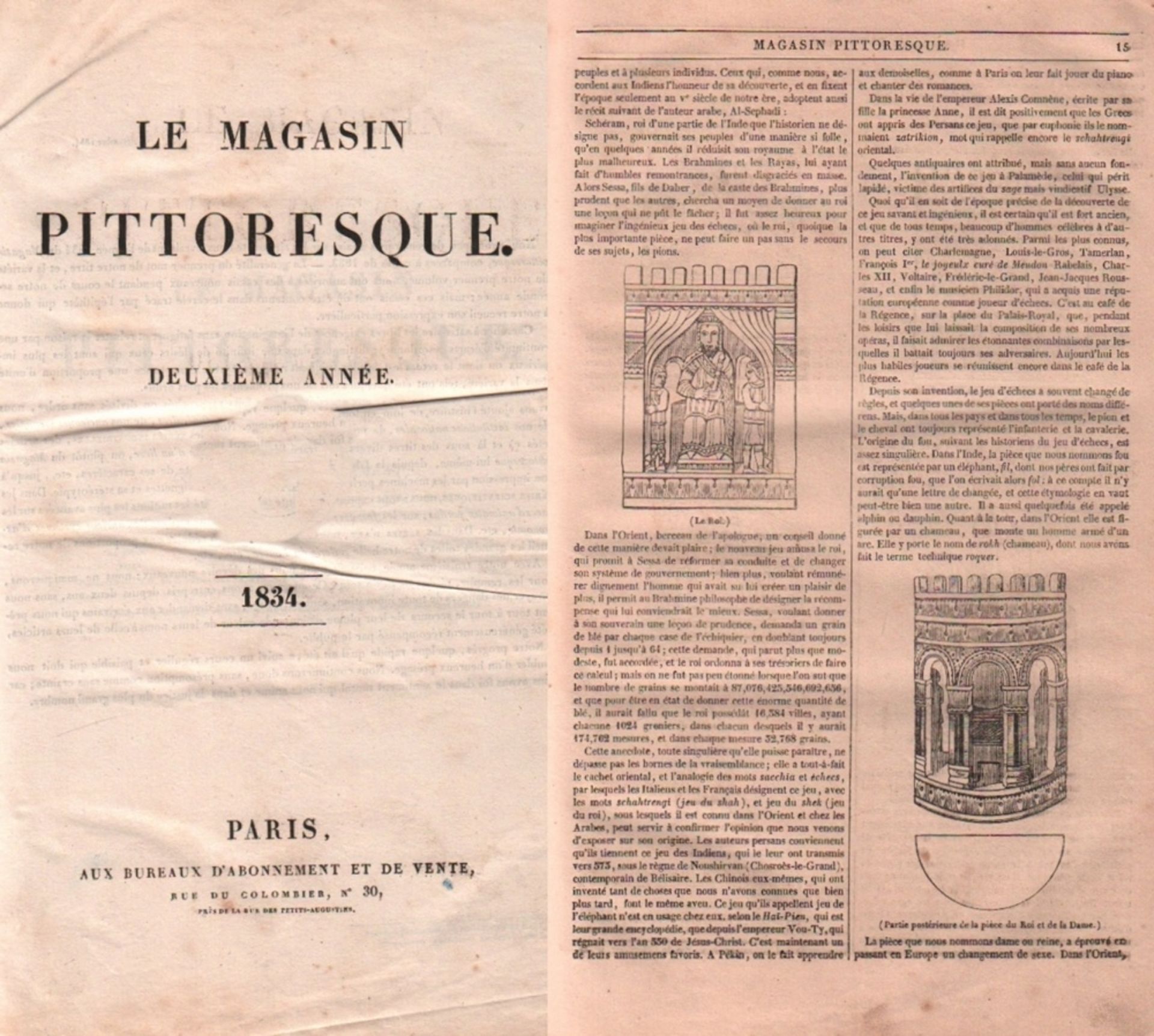 Le Magasin Pittoresque. Deuxième Année. 2. Band. Paris 1834. 4°. Mit vielen zum Teil auch