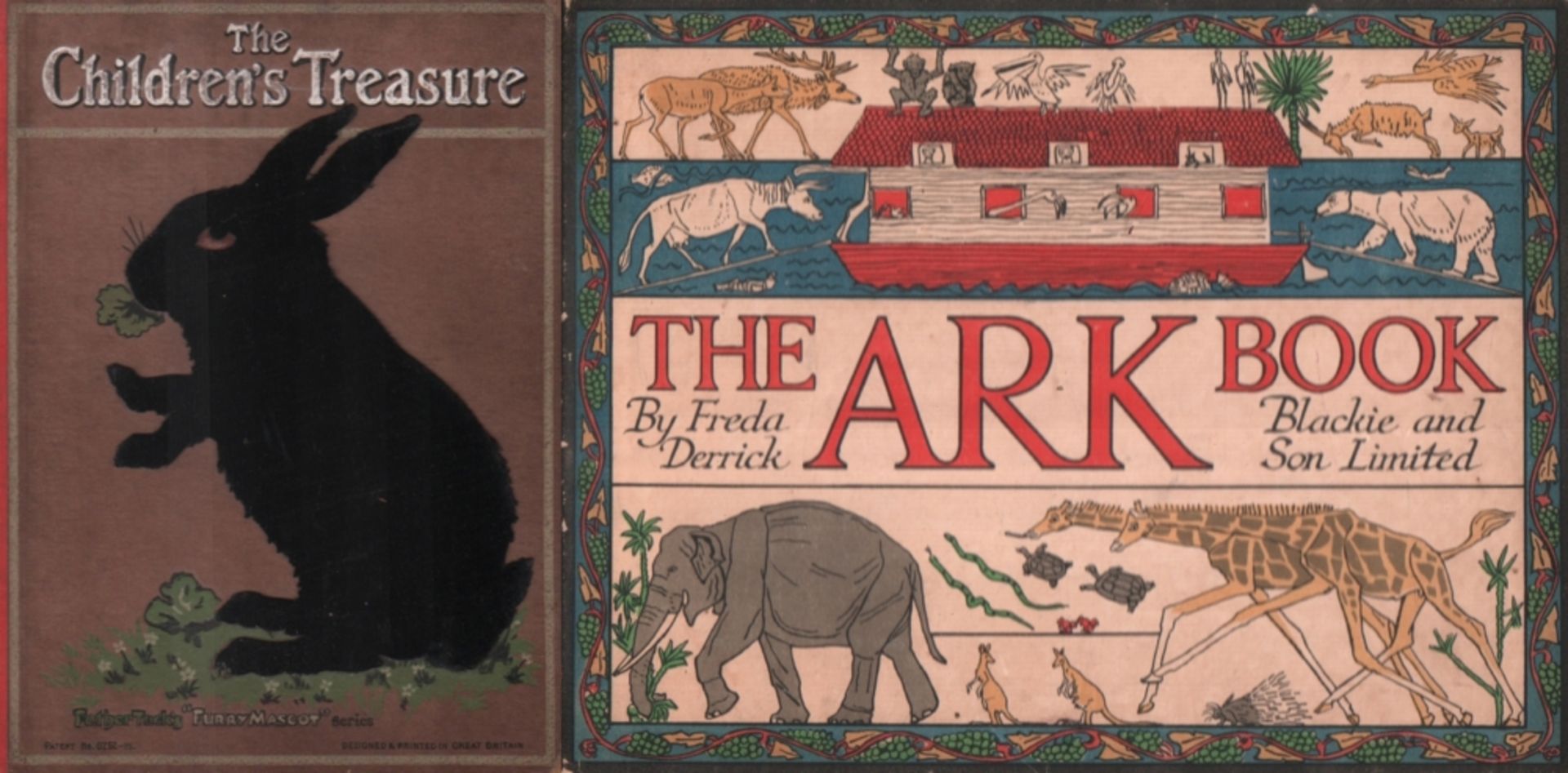 Kinderbuch. Derrick, Freda. The Ark Book. London & Glasgow. Blackie & Son. um 1920?. Quer 8°. Mit 25