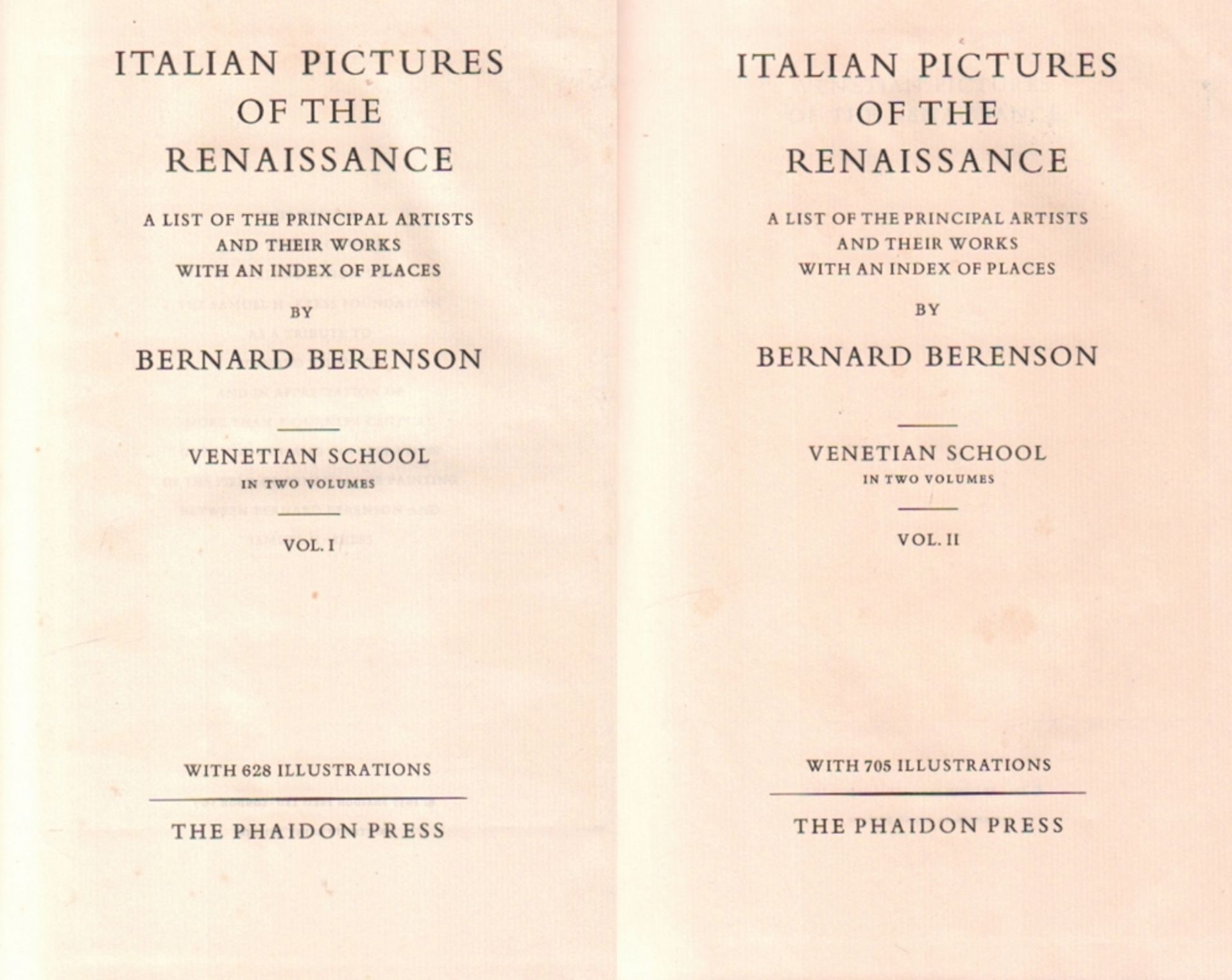 Kunst. Berenson, Berhard. Italian Pictures of the Renaissance. A List of the principal Artists and