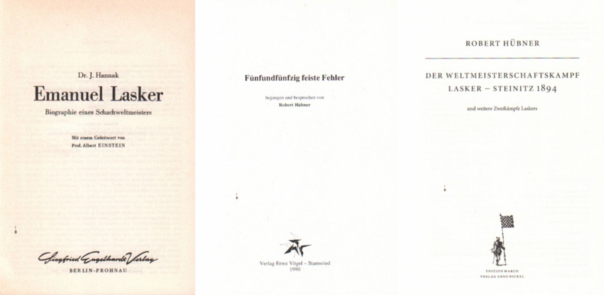 Lasker. Hübner, Robert. Der Weltmeisterschaftskampf Lasker - Steinitz 1894 und weitere Zweikämpfe