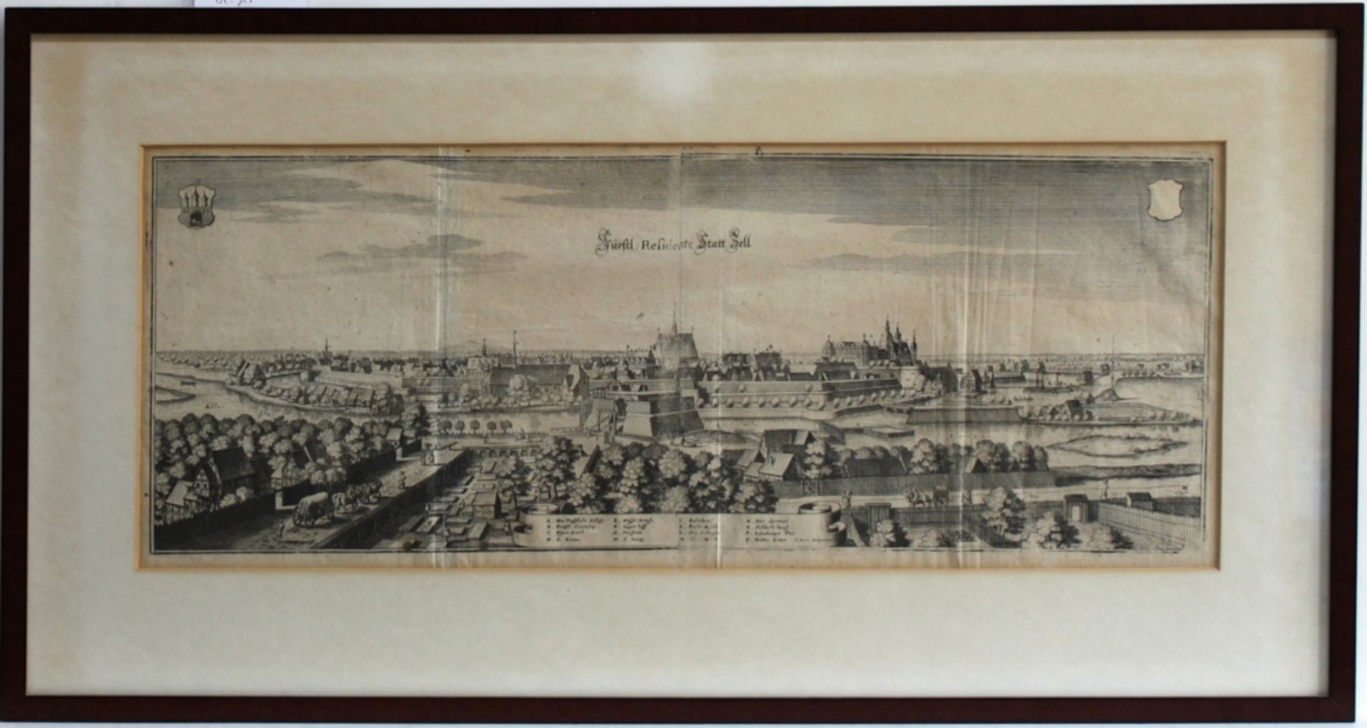 Celle. Gesamtansicht. Originaler Kupferstich von Merian aus der "Topographia und Eigentliche