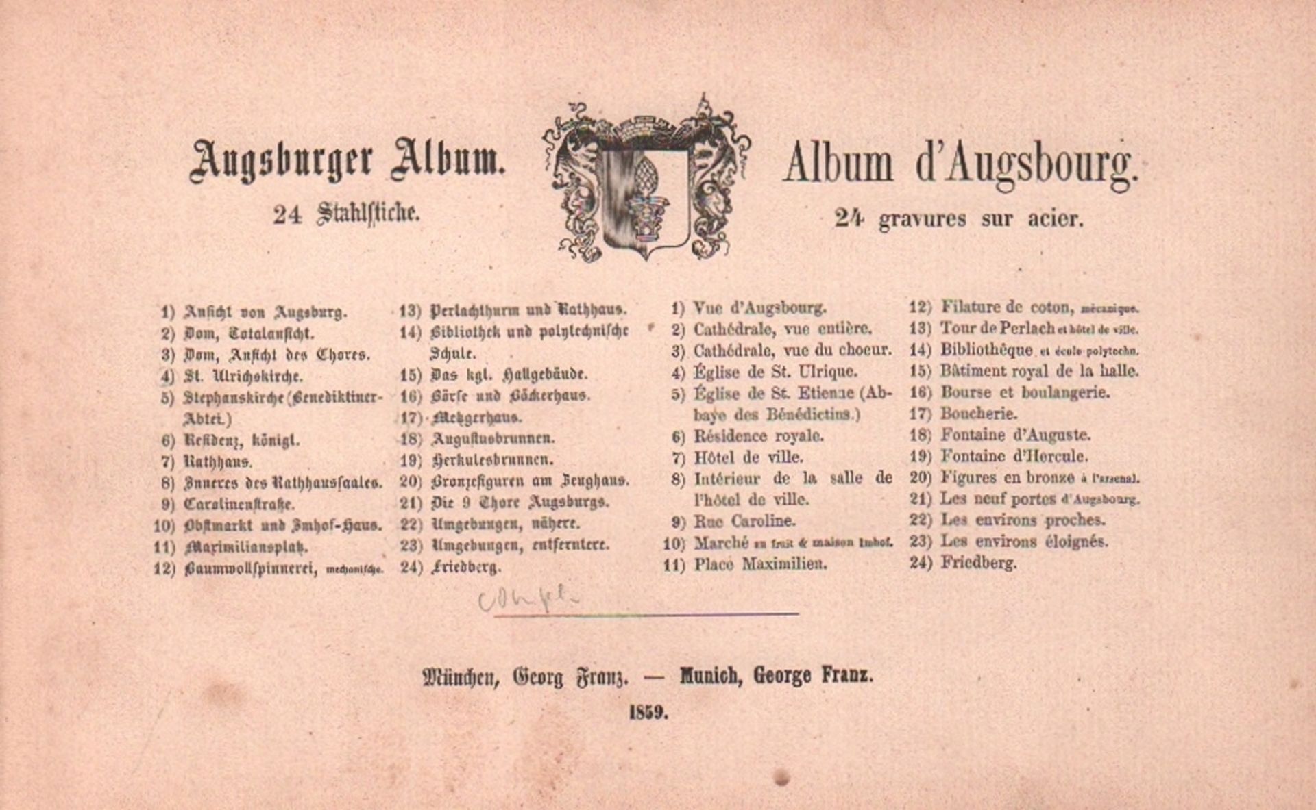 Augsburg. Souvenir de Augsbourg. Album mit 24 originalen Stahlstichen von Jul. Lange, verschiedene - Image 2 of 3