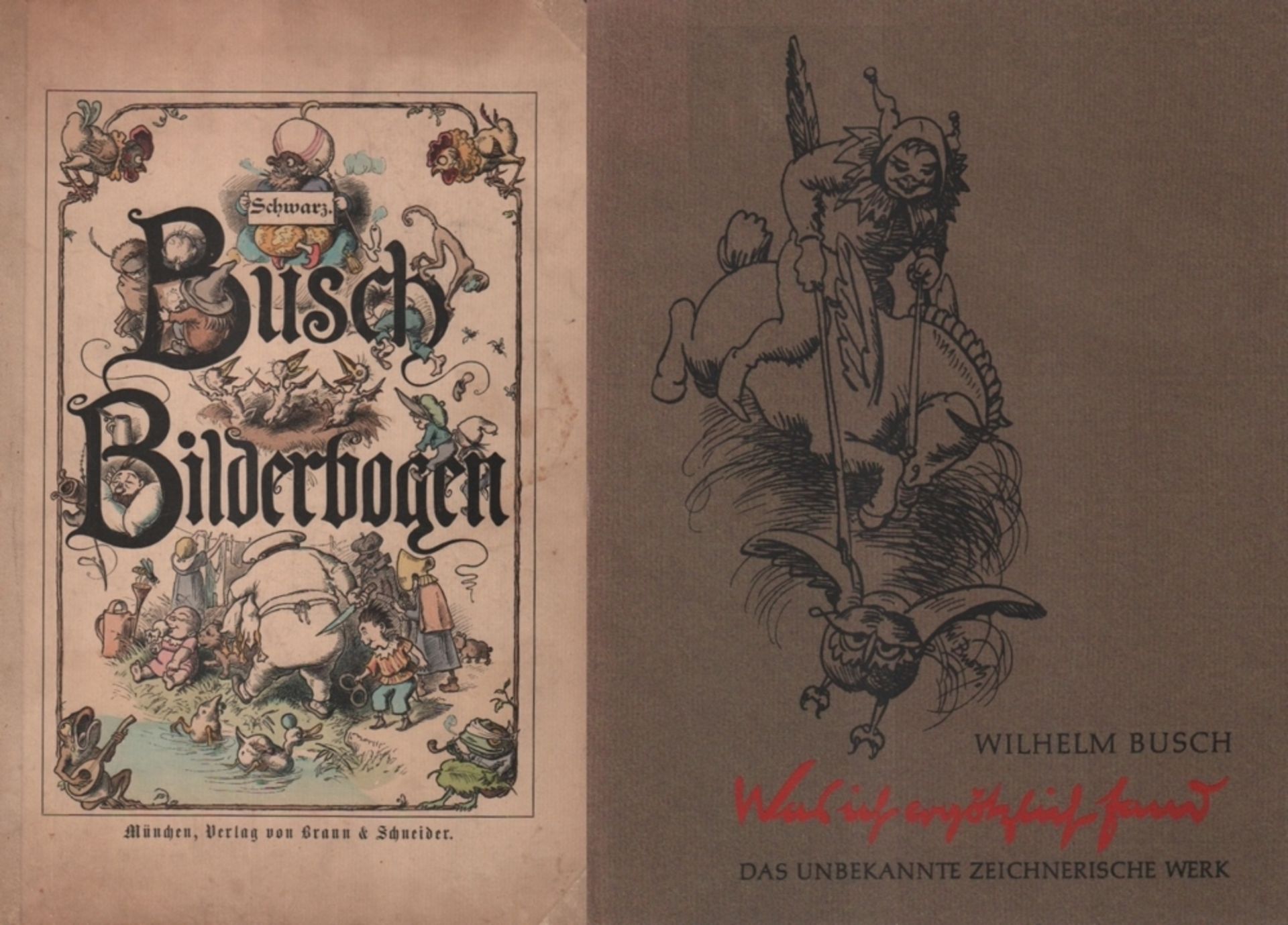 Kinderbuch. Busch. Schwarz. [Wilhelm] Busch Bilderbogen - (1. Teil). München, Braun & Schneider,