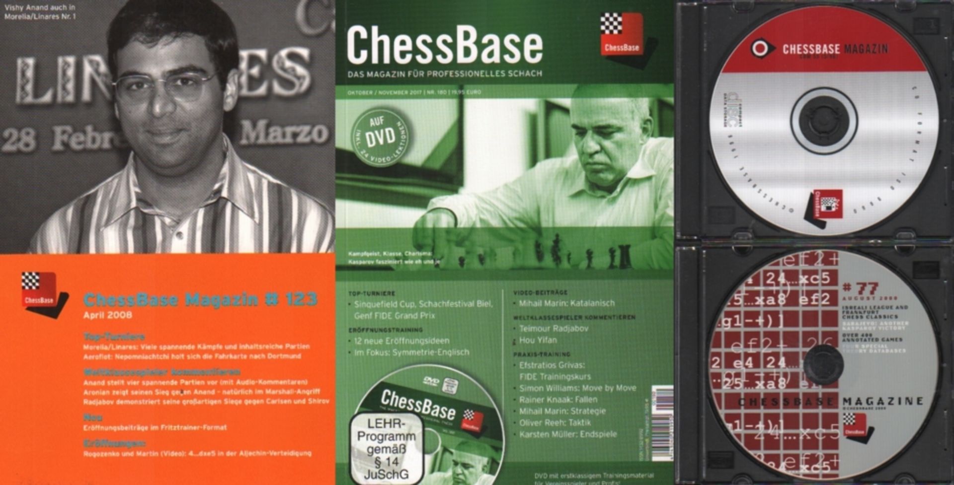 CD. ChessBase. Sammlung von 115 CD’s von ChessBase Magazin. Hamburg, ChessBase, ca. 1996 - 2017.