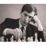 Foto. Fischer, Bobby. Schwarzweißes Pressefoto von Bobby Fischer, das im August 1992