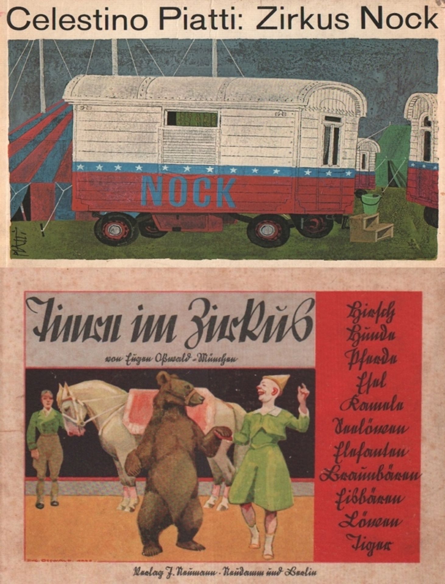 Kinderbuch. Piatti, Celestino. Zirkus Nock. Texte von Ursula Huber. Zürich u. a. Artemis, 1967. Quer