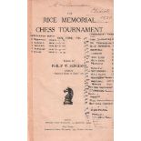New York 1916. Sergeant, P. W. (Ed.) The Rice memorial chess tournament New York, 1916. Leeds,