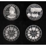 Münzen. Österreich. Silbermünze. 500 Schilling. 150 Jahre Eisenbahn in Österreich. 1987.