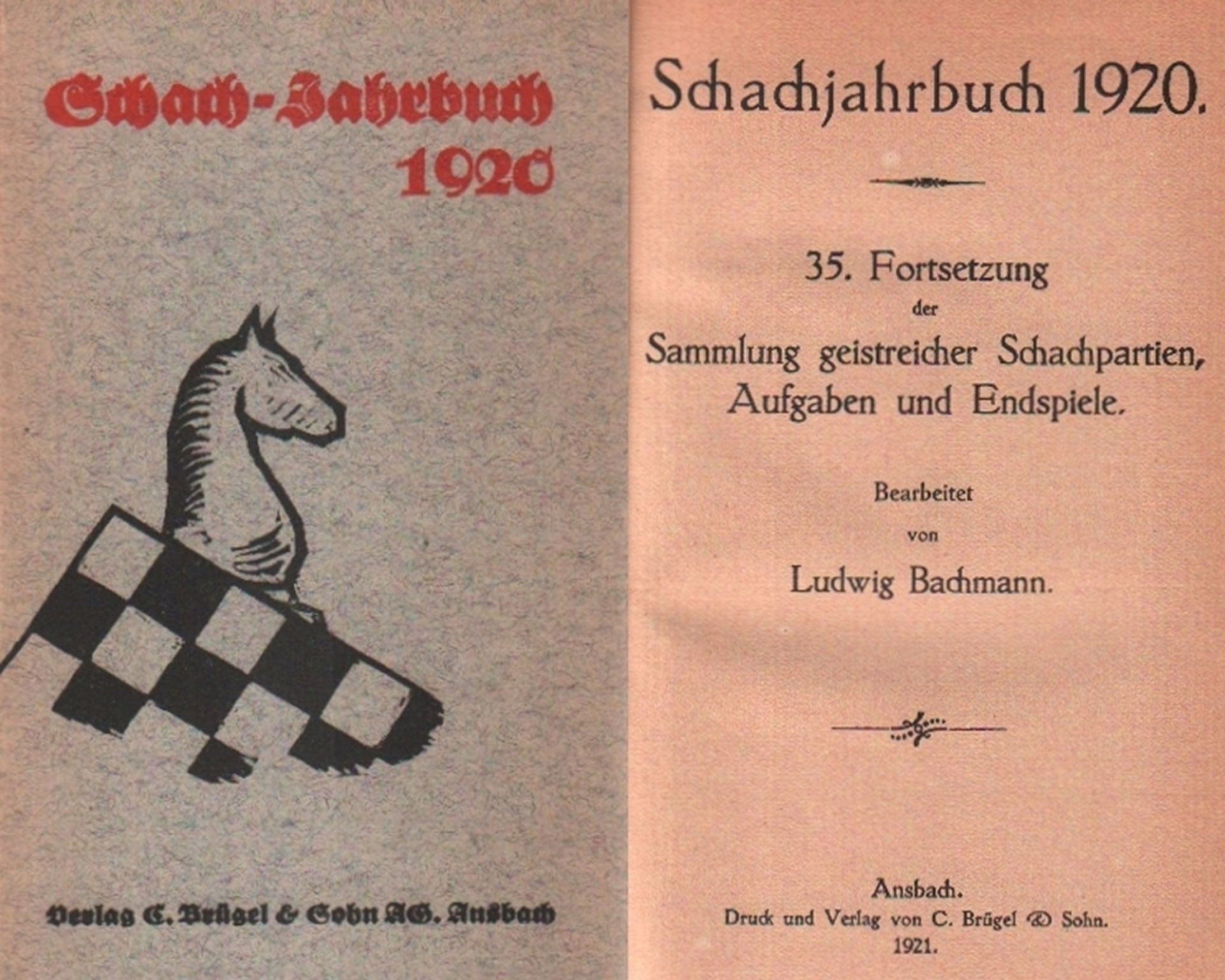 Bachmann, Ludwig. Schachjahrbuch 1920. 35. Fortsetzung der Sammlung geistreicher Schachpartien ...