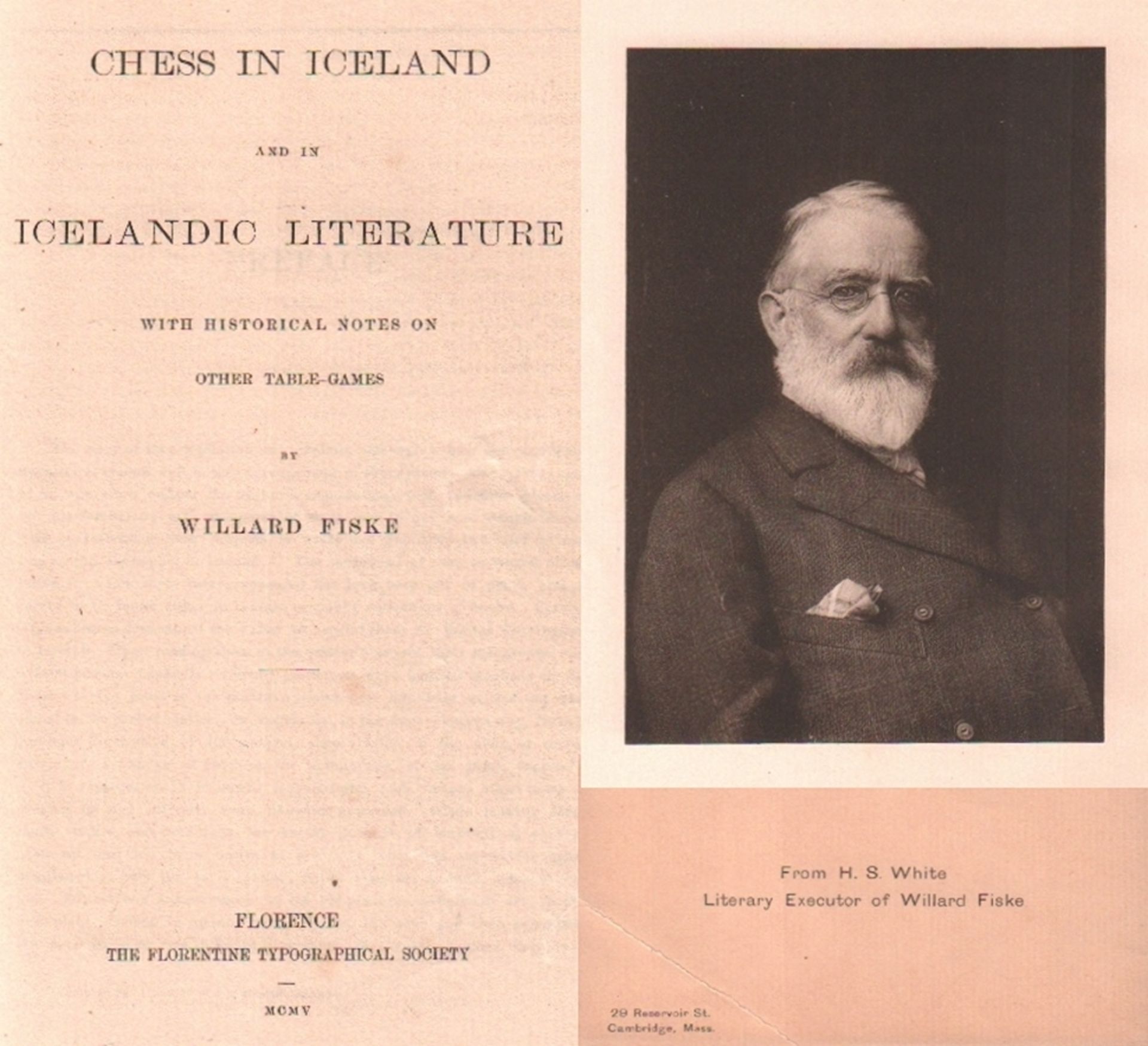 Fiske, Willard. Chess in Iceland and in Icelandic literature. With historical notes on other table -