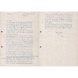 Hübner, Robert. Eigenhändig geschriebener Brief von Hübner in deutscher Sprache vom 25.12. 1967