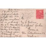 Kautsky, V. Postalisch gelaufene schwarzweiße Postkarte mit eigenhändig geschriebenem Text in