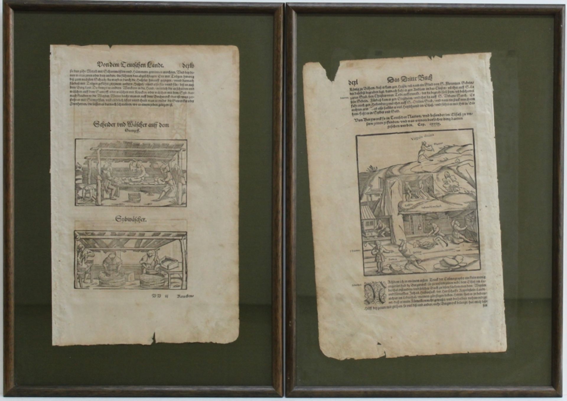 Bergbau. Vier Holzschnitte zum Thema Bergbau vermutlich aus Sebastian Münster, Cosmographey. Oder - Bild 2 aus 2