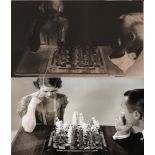 Foto. Heilbron, Kenneth. „Models of chess table“. Negativ eines Fotos von Kenneth Heilbron für die