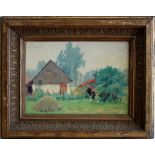 Knip, Willem Anton Alexander. (Landschaft mit Bauernhaus). Ölgemälde auf Malpappe. Unten rechts