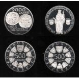 Münzen. Österreich. Silbermünze. 500 Schilling. 2000 Jahre Bregenz. 1985. Vorderseite: Römischer