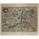 Sachsen - Obersachsen. Kolorierte Kupferstichkarte von Gerhard Mercator ca. 1625. Bildgröße 49 x