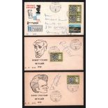 Fischer - Spasski. Konvolut mit 3 Briefumschlägen mit gedrucktem Schachmotiv, Sonderbriefmarke und