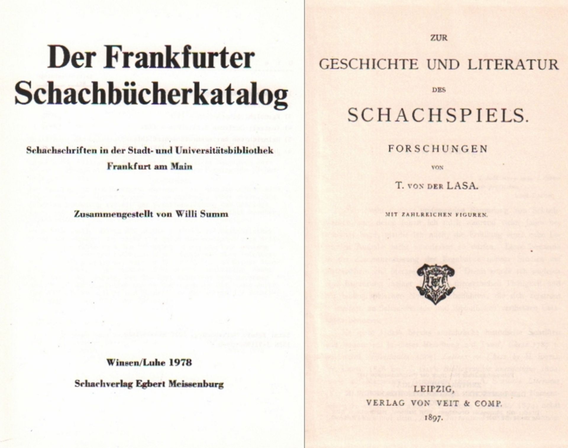 Summ, W. (Hrsg.) Der Frankfurter Schachbücherkatalog. Schachschriften in der Stadt- und