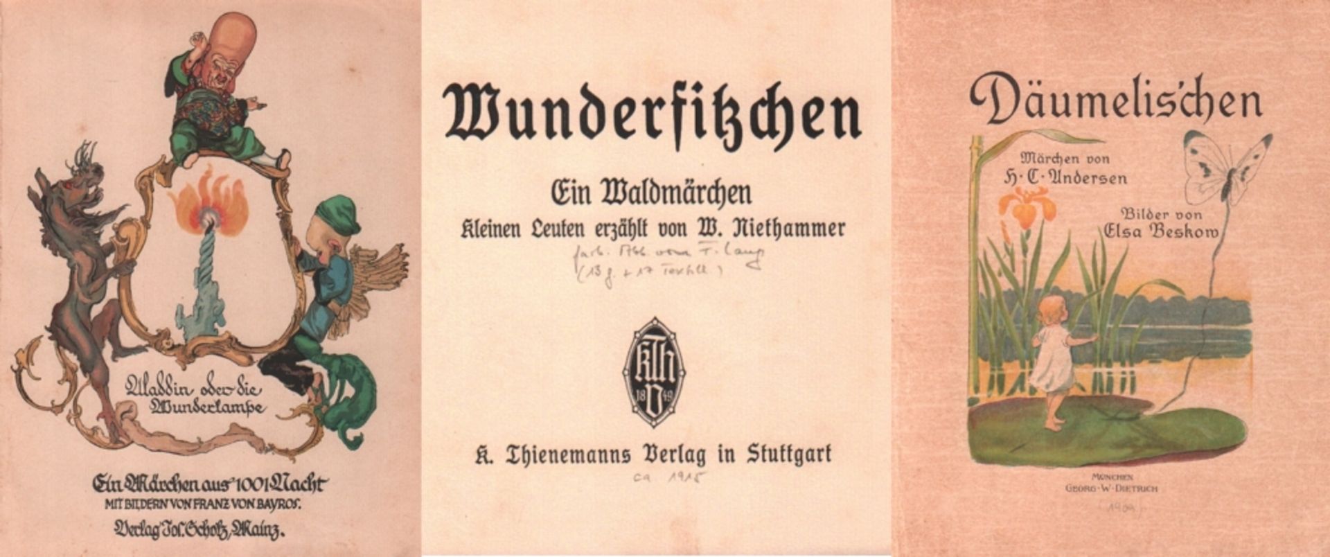 Kinderbuch. Märchen. Andersen H. C. Märchen von Däumelis’chen. München, Dietrich, (1909) 4°. Mit