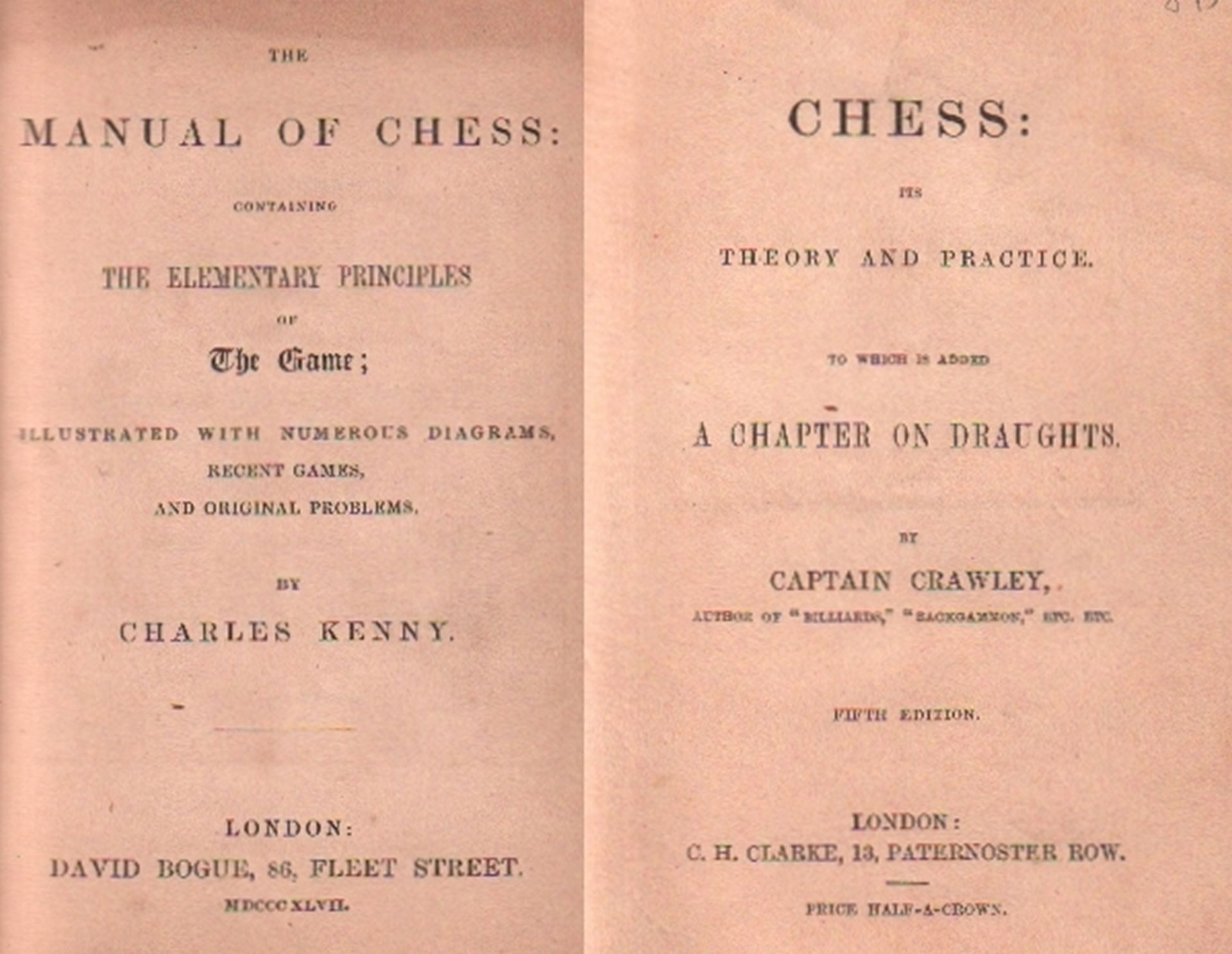Kenny, Charles. The manual of chess: containing the elementary principles of the game ... recent