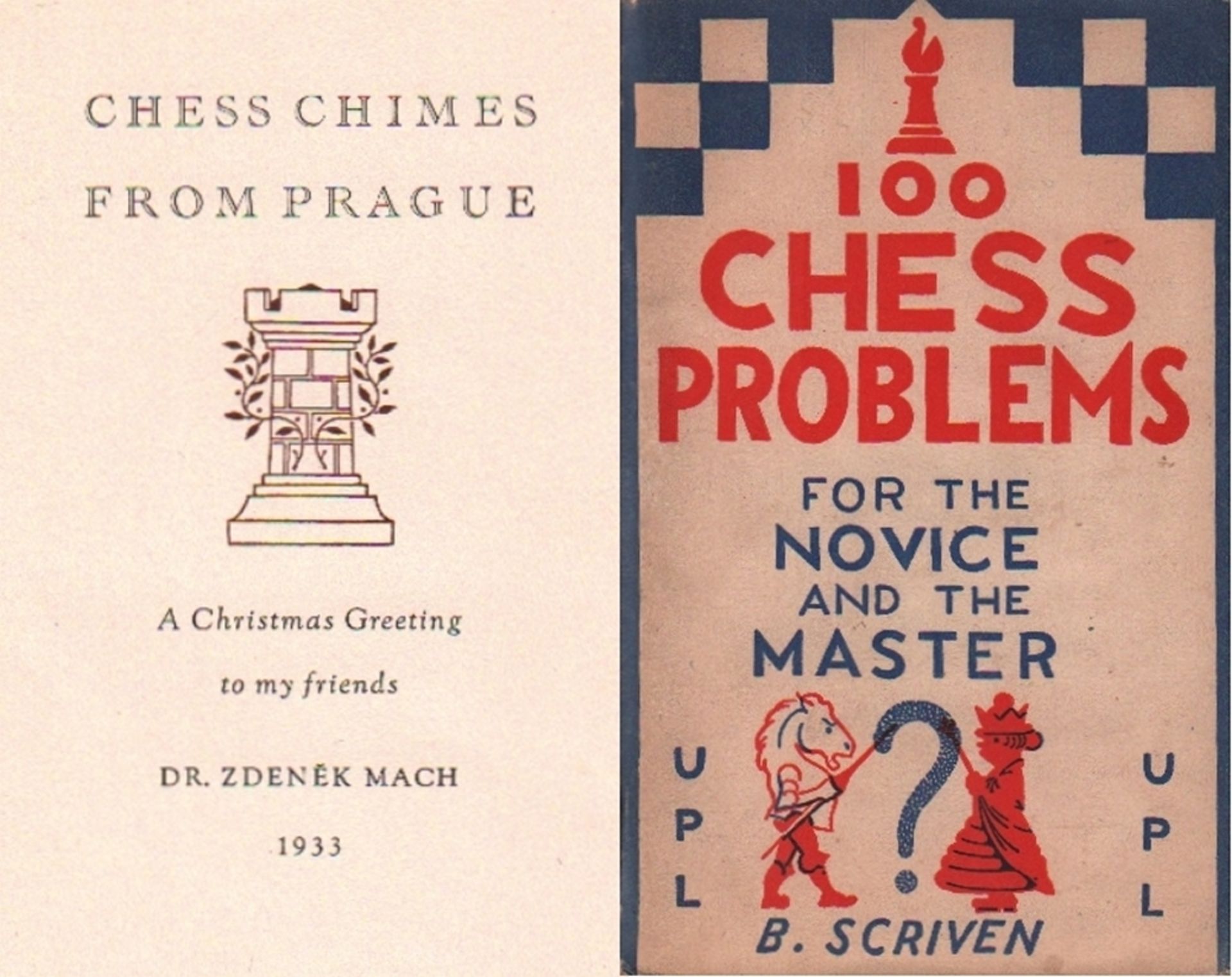 Mach, Zdenek. Chess chimes from Prague. A Christmas Greeting to my friends. Prag, Orbis, 1933. 8°.