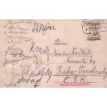 Semmering 1926. Postalisch gelaufene, schwarzweiße Postkarte mit 17 eigenhändigen Unterschriften,