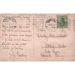 Chodera, Miroslav. Postalisch gelaufene schwarzweiße Postkarte mit eigenhändig geschriebenem Text