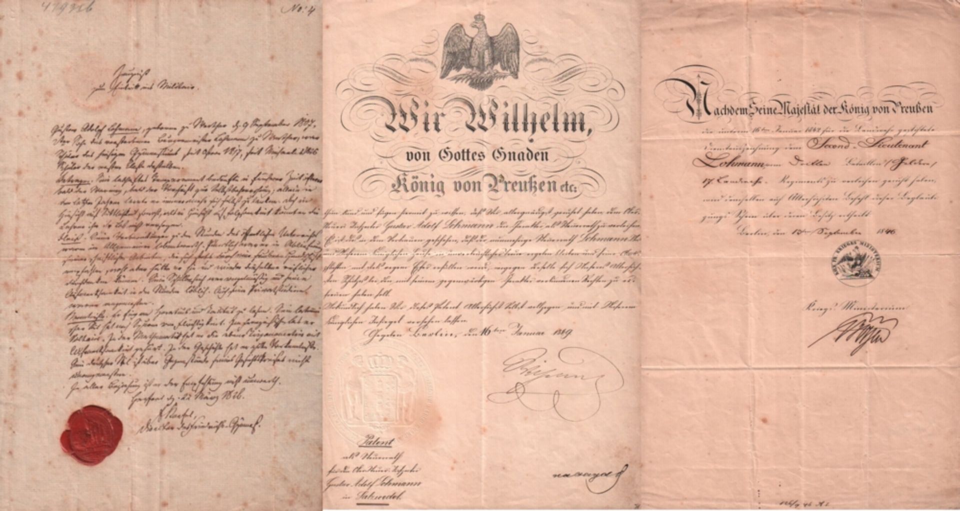 Preussen. Wilhelm - König von Preußen. Patent als Steuerrath für den Ober-Steuer-Inspector Gustav
