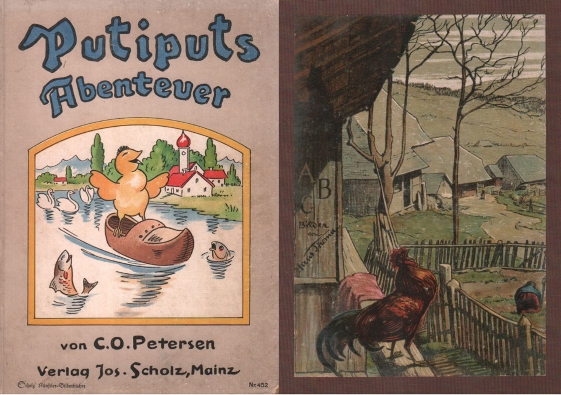 Kinderbuch. Thoma, Hans. A B C Bilderbuch mit Bildern und Versen von Hans Thoma, Mainz, Scholz, um