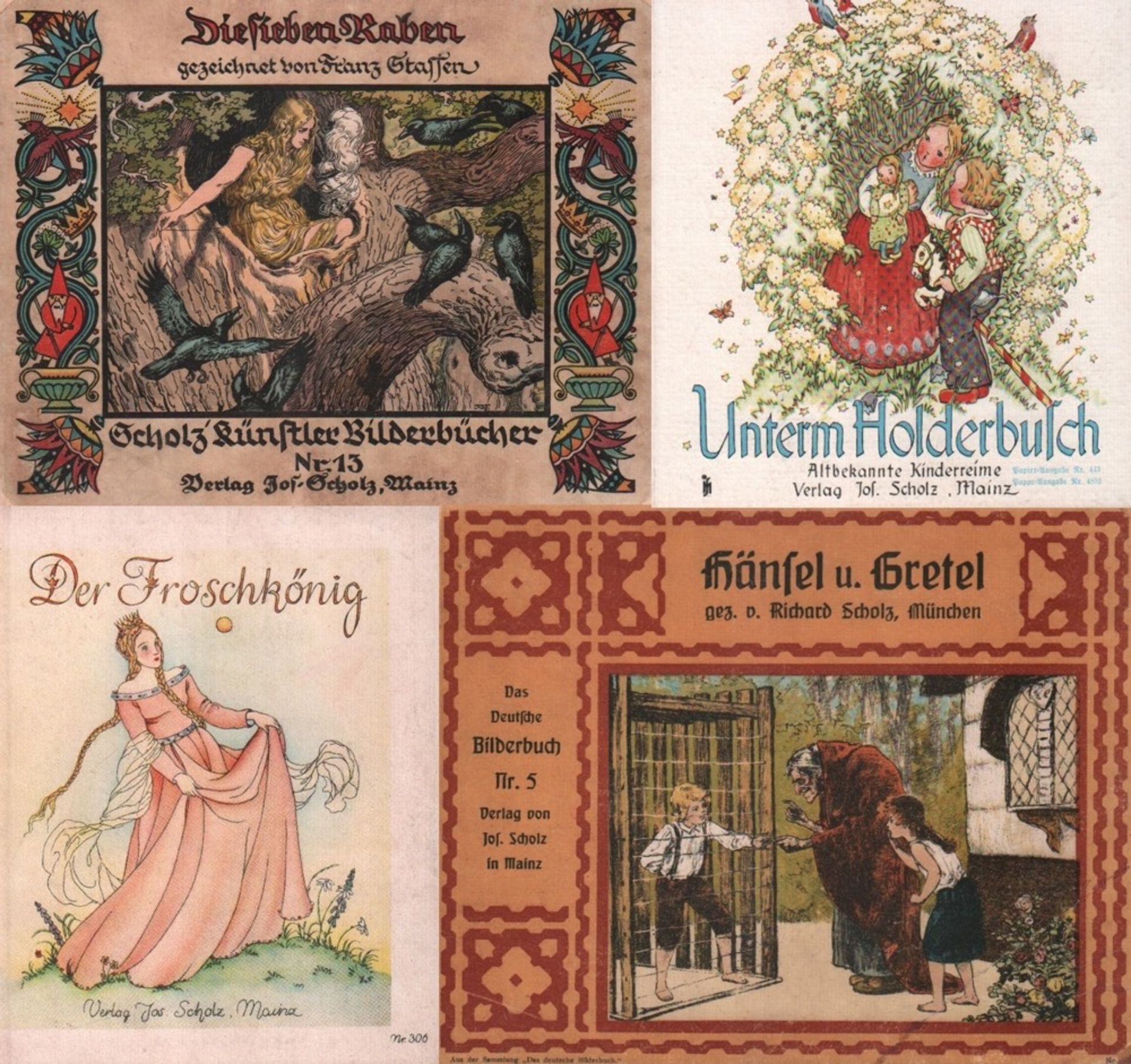 Kinderbücher. Märchen. Grimm. Hänsel und Gretel. Gez. von Richard Scholz. Mainz, Scholz, um 1930.