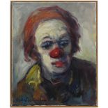 Nowak, Hans. (Clown Porträt - Selbstporträt). Ölgemälde auf Leinwand über Keilrahmen. Signiert unten
