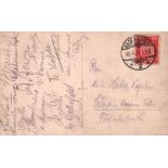 Baden – Baden 1925. Postalisch gelaufene, schwarzweiße Postkarte mit 16 eigenhändigen