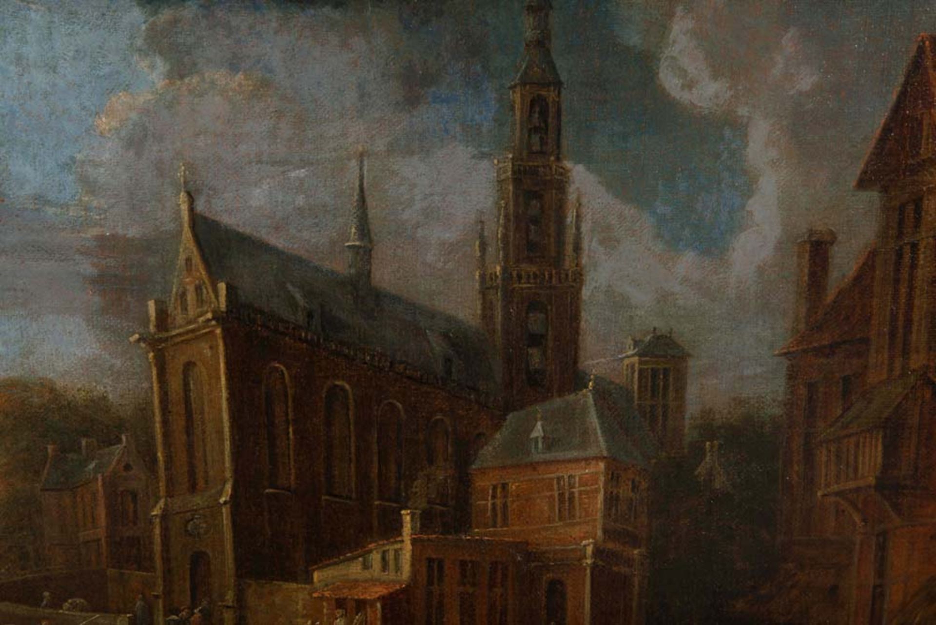 Adriaen Boudewyns (1644-1711) Ansicht einer gotischen Kirche mit anschließenden Gebäuden, - Bild 6 aus 9