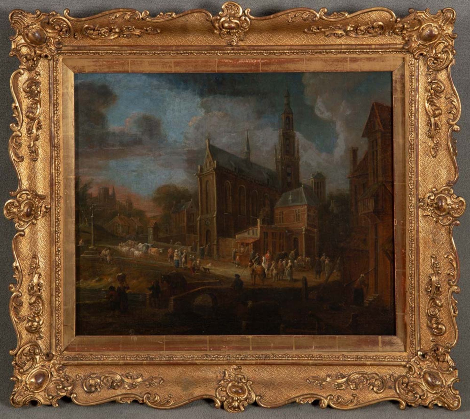 Adriaen Boudewyns (1644-1711) Ansicht einer gotischen Kirche mit anschließenden Gebäuden,