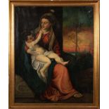 Baldauf (Maler des 20. Jhs.). Muttergottes mit Kind. Öl/Lw., re./u./sign./dat. 1909, gerahmt, 130